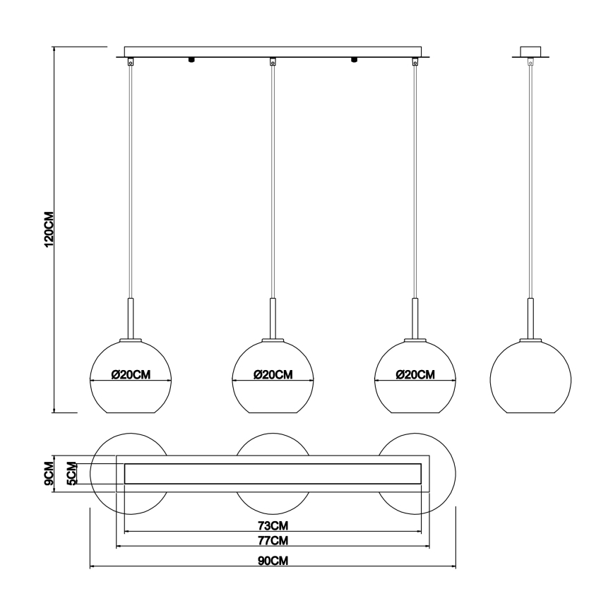 Globo - Lustra ar auklu 3xE27/60W/230V
