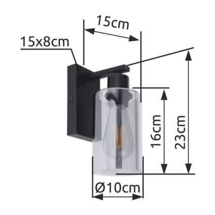 Globo - Sienas lampa 1xE27/60W/230V melna