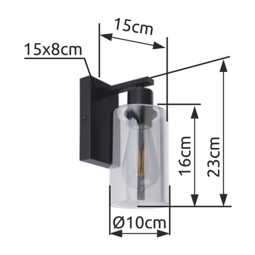 Globo - Sienas lampa 1xE27/60W/230V melna