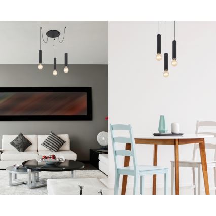 Globo - Lustra ar auklu 3xE27/60W/230V melns koks