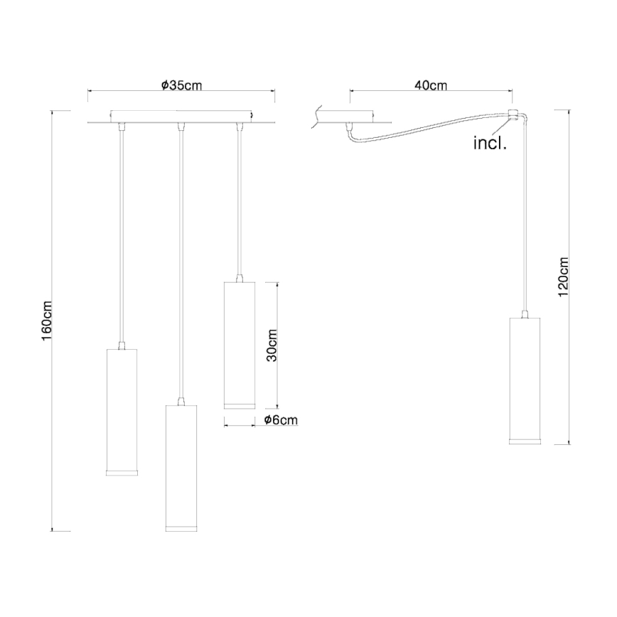 Globo - Lustra ar auklu 3xE27/60W/230V melns koks