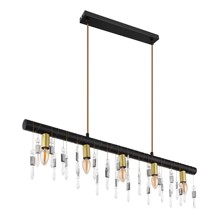 Globo 15532-5HB - KIRA piekaramā lampa uz kabeļa 5xE14/40W/230V melna