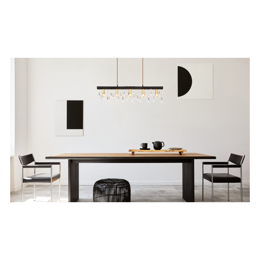 Globo 15532-5HB - KIRA piekaramā lampa uz kabeļa 5xE14/40W/230V melna