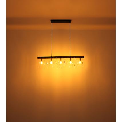 Globo 15532-5HB - KIRA piekaramā lampa uz kabeļa 5xE14/40W/230V melna