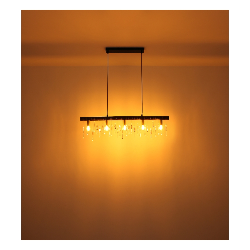 Globo 15532-5HB - KIRA piekaramā lampa uz kabeļa 5xE14/40W/230V melna