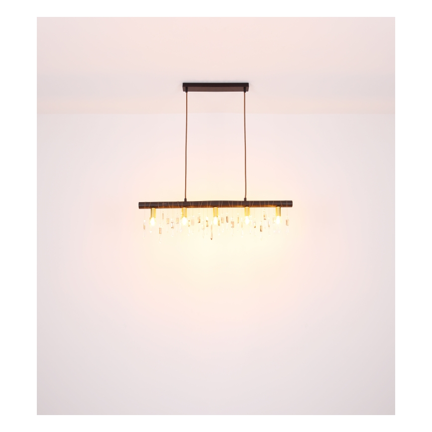Globo 15532-5HB - KIRA piekaramā lampa uz kabeļa 5xE14/40W/230V melna