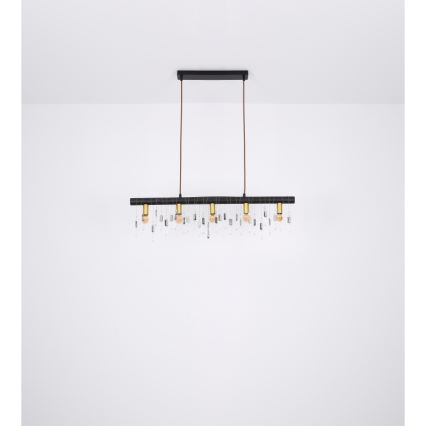 Globo 15532-5HB - KIRA piekaramā lampa uz kabeļa 5xE14/40W/230V melna