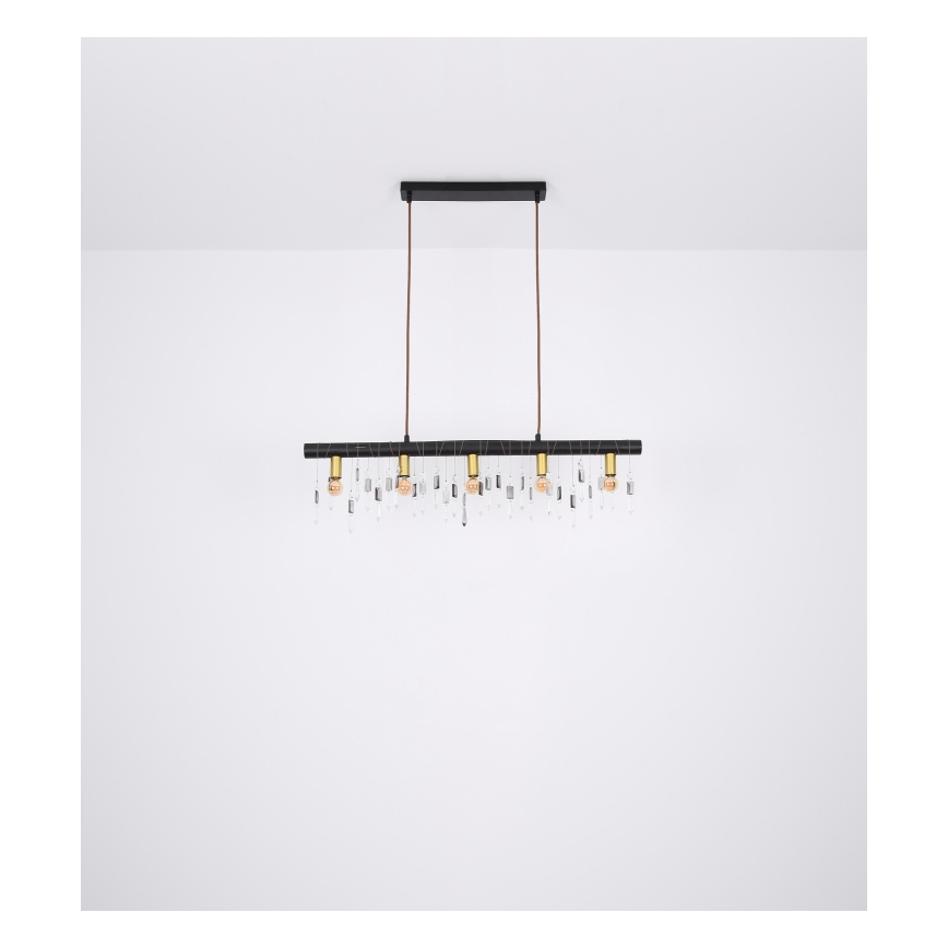 Globo 15532-5HB - KIRA piekaramā lampa uz kabeļa 5xE14/40W/230V melna
