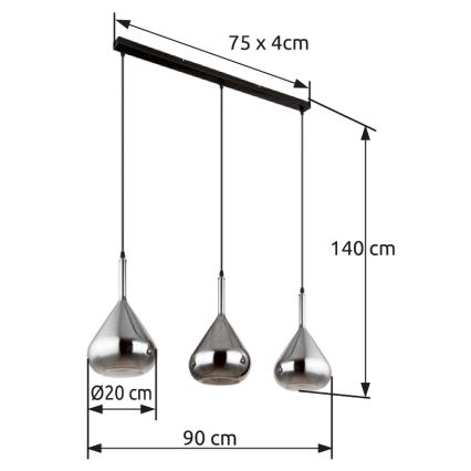 Globo - Lustra ar auklu 3xE27/60W/230V melna