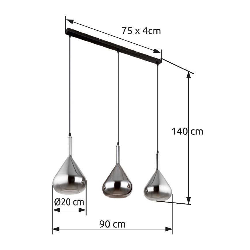 Globo - Lustra ar auklu 3xE27/60W/230V melna