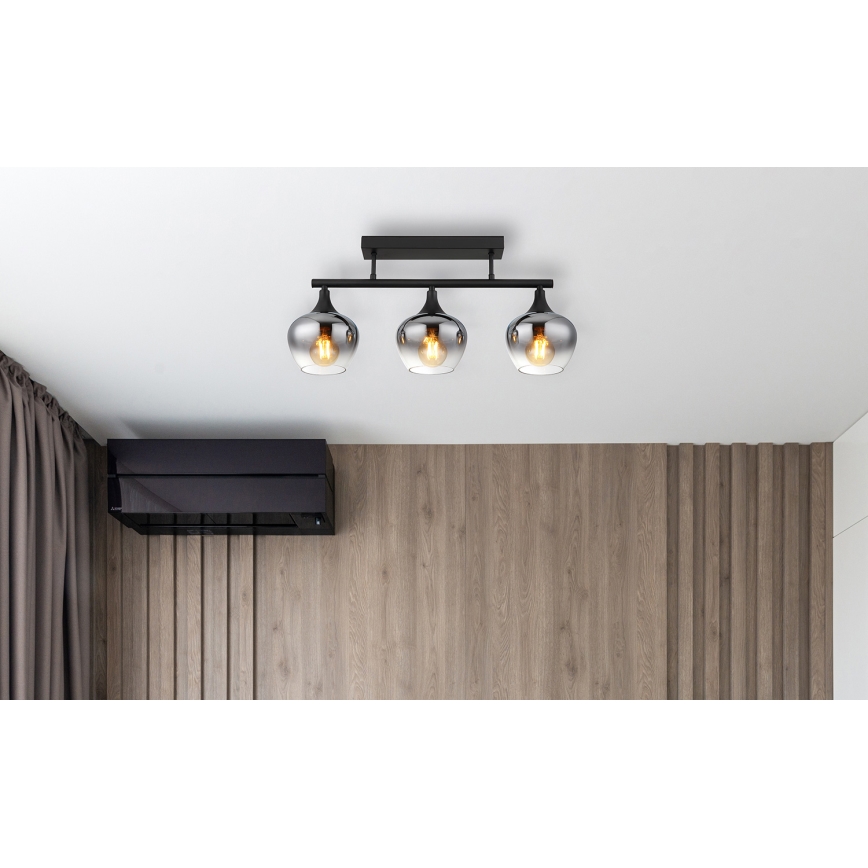 Globo - Virsapmetuma lustra 3xE27/40W/230V melna