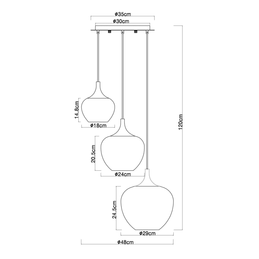 Globo - Lustra ar auklu 3xE27/40W/230V balta/antracīta