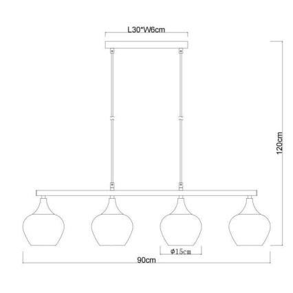 Globo - Lustra ar auklu 4xE27/40W/230V melna