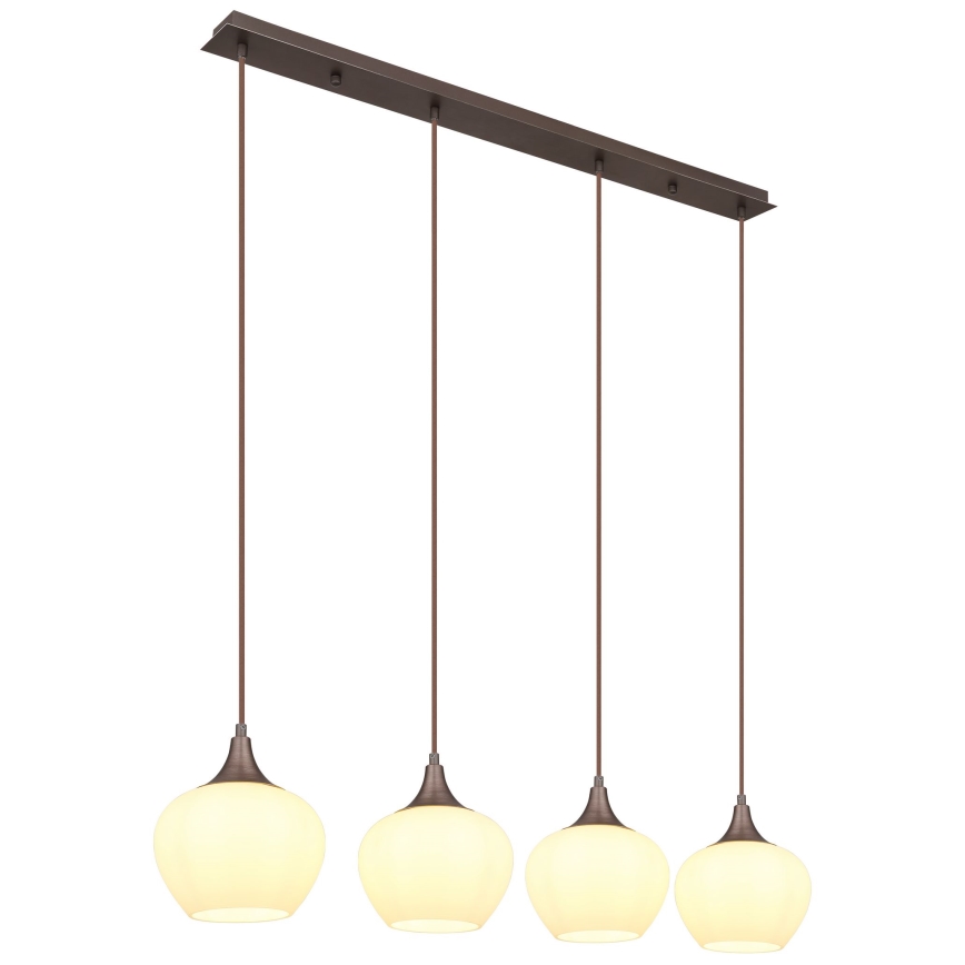 Globo - Lustra ar auklu 4xE27/40W/230V balta/brūna