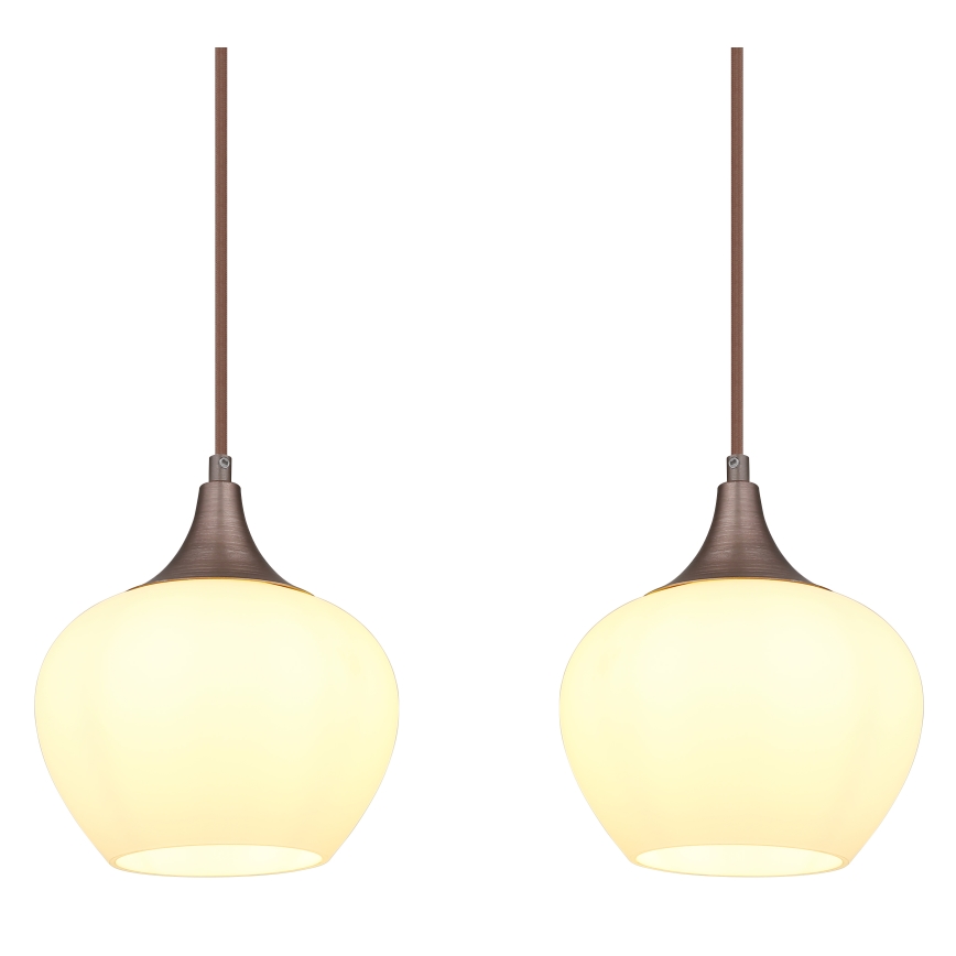 Globo - Lustra ar auklu 4xE27/40W/230V balta/brūna