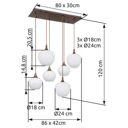 Globo - Lustra ar auklu 6xE27/40W/230V balta