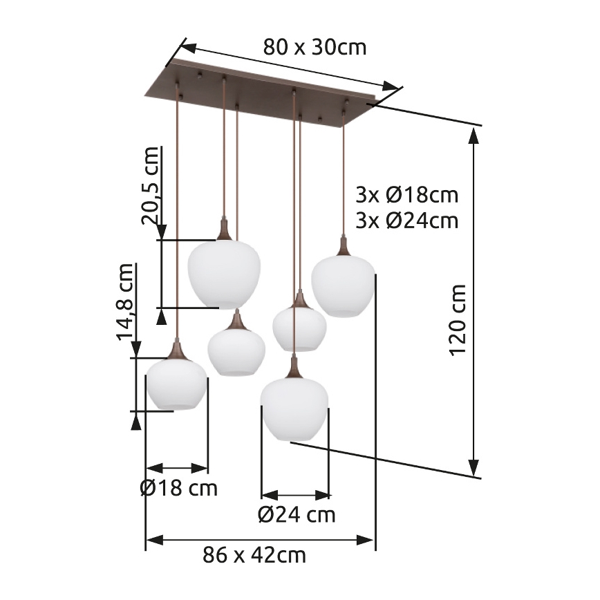 Globo - Lustra ar auklu 6xE27/40W/230V balta