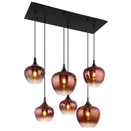 Globo - Lustra ar auklu 6xE27/40W/230V brūna/dūmakains