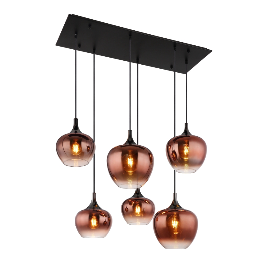 Globo - Lustra ar auklu 6xE27/40W/230V brūna/dūmakains