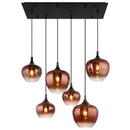 Globo - Lustra ar auklu 6xE27/40W/230V brūna/dūmakains