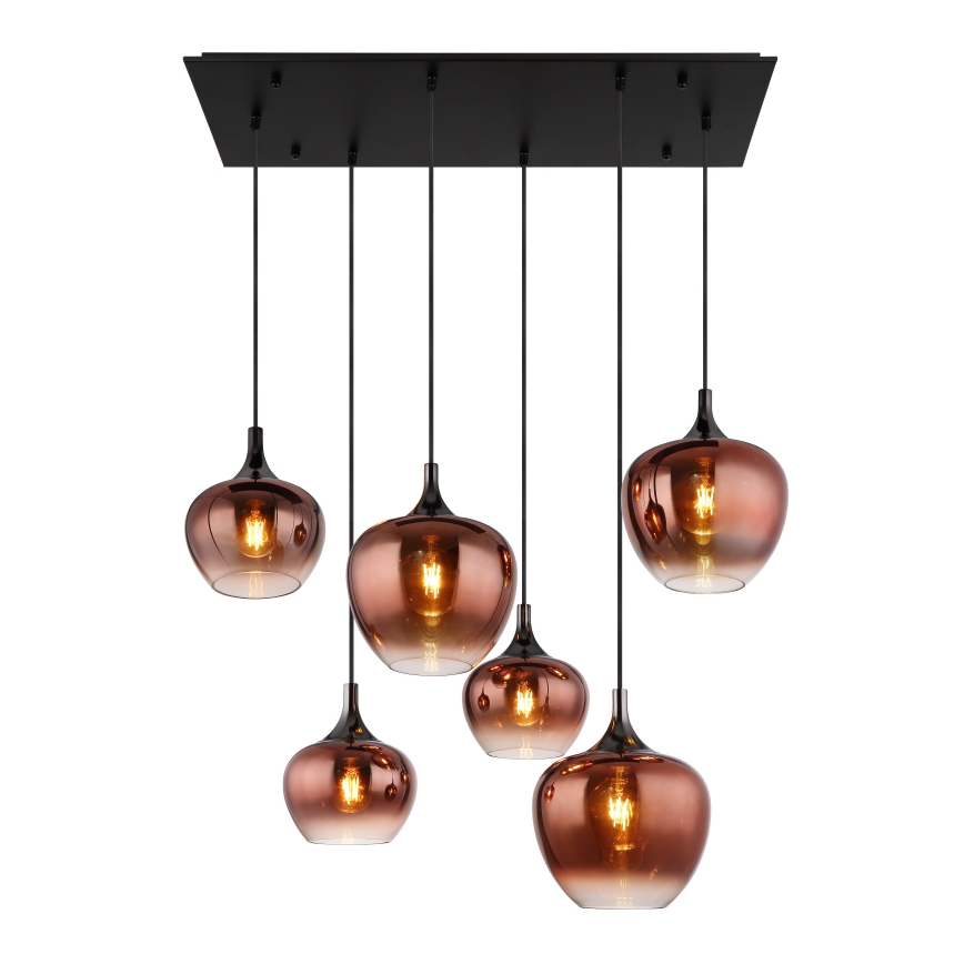 Globo - Lustra ar auklu 6xE27/40W/230V brūna/dūmakains