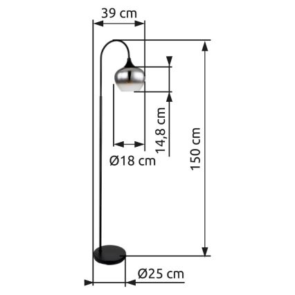 Globo - Grīdas stāvlampa 1xE27/40W/230V melna/dūmakains