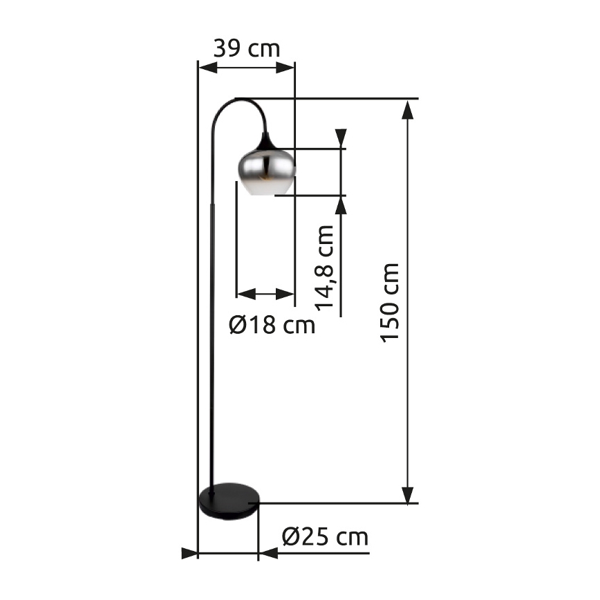 Globo - Grīdas stāvlampa 1xE27/40W/230V melna/dūmakains