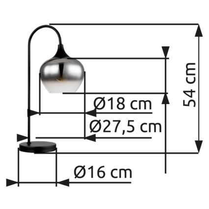 Globo - Galda lampa 1xE27/40W/230V melna