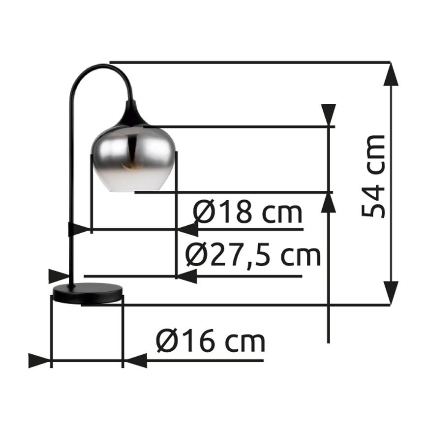 Globo - Galda lampa 1xE27/40W/230V melna
