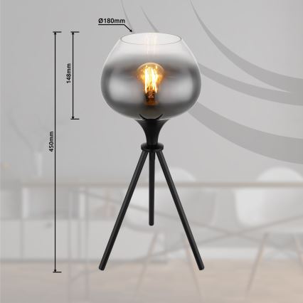 Globo - Melna galda lampa 1xE27/40W/230V