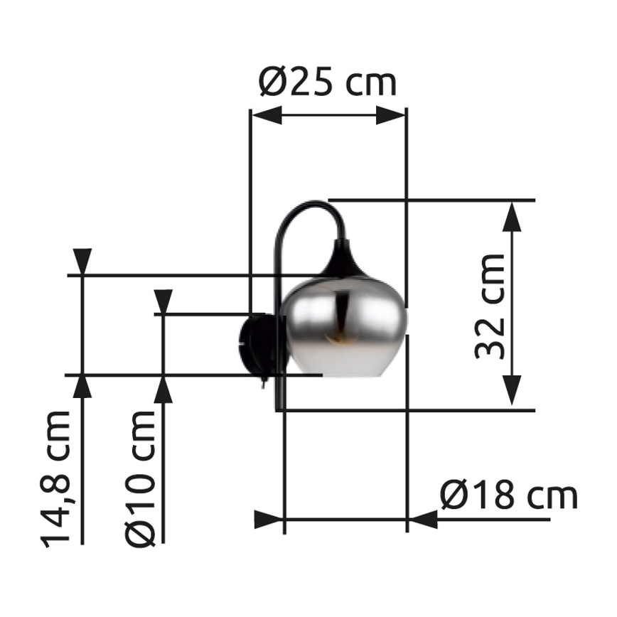Globo - Sienas lampa 1xE27/40W/230V melna