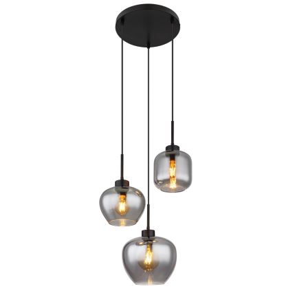 Globo - karājamā lampa uz troses 3xE27/40W/230V melna