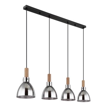 Globo 15550-4H - Pakaramā lampa uz kabeļa MATTEA 4xE27/6W/230V melna/dūmakaina