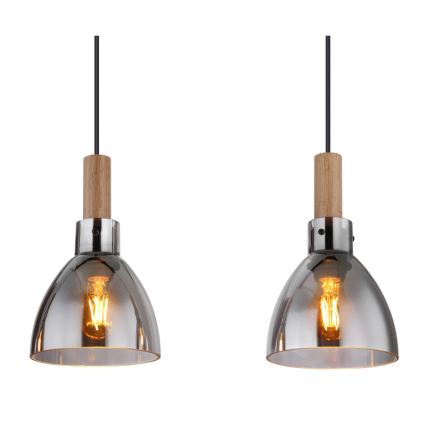 Globo 15550-4H - Pakaramā lampa uz kabeļa MATTEA 4xE27/6W/230V melna/dūmakaina