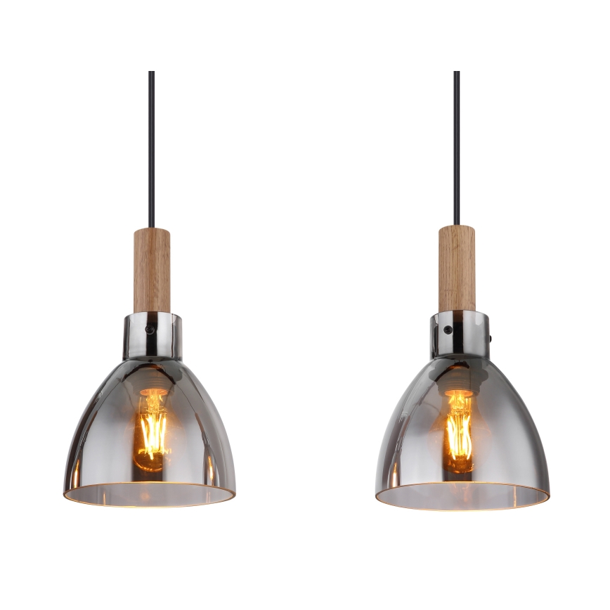 Globo 15550-4H - Pakaramā lampa uz kabeļa MATTEA 4xE27/6W/230V melna/dūmakaina