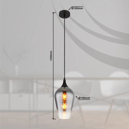 Globo - Lustra ar auklu 1xE27/60W/230V d. 18 cm melna