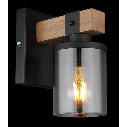 Globo - Sienas lampa 1xE27/60W/230V ozols/dūmakains