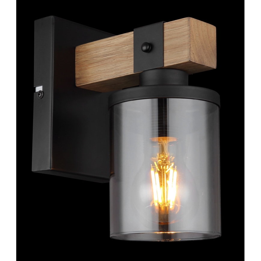 Globo - Sienas lampa 1xE27/60W/230V ozols/dūmakains