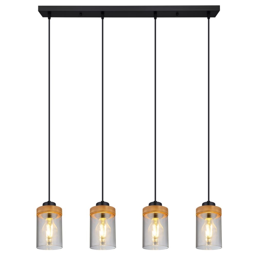 Globo - Lustra ar auklu 4xE27/40W/230V metāla/koka