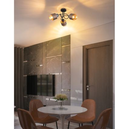 Globo - Virsmas montēta griestu lustra 3xE27/40W/230V melna/bronzas krāsā