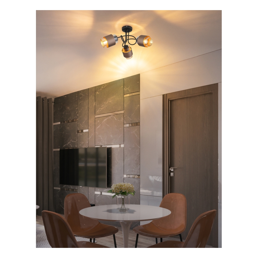 Globo - Virsmas montēta griestu lustra 3xE27/40W/230V melna/bronzas krāsā