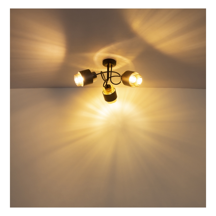 Globo - Virsmas montēta griestu lustra 3xE27/40W/230V melna/bronzas krāsā