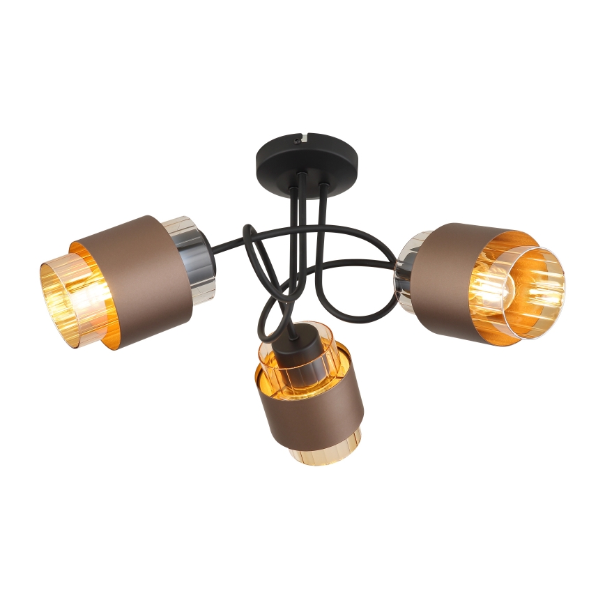 Globo - Virsmas montēta griestu lustra 3xE27/40W/230V melna/bronzas krāsā