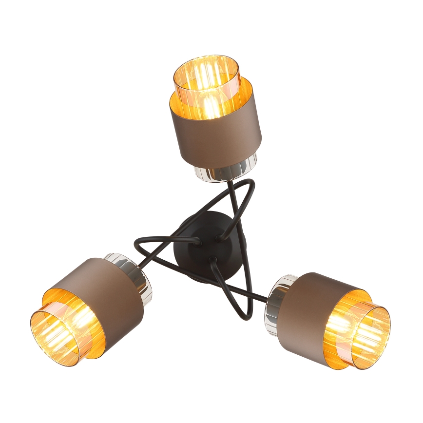 Globo - Virsmas montēta griestu lustra 3xE27/40W/230V melna/bronzas krāsā