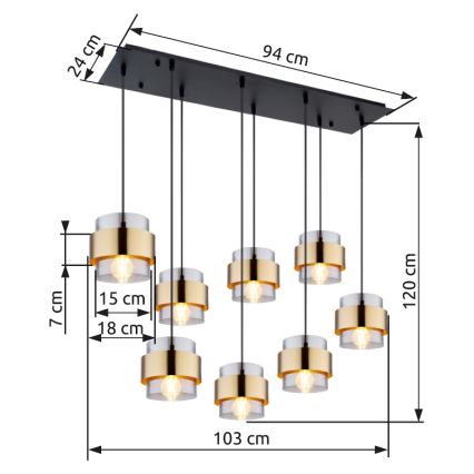 Globo - Lustra ar auklu 8xE27/60W/230V