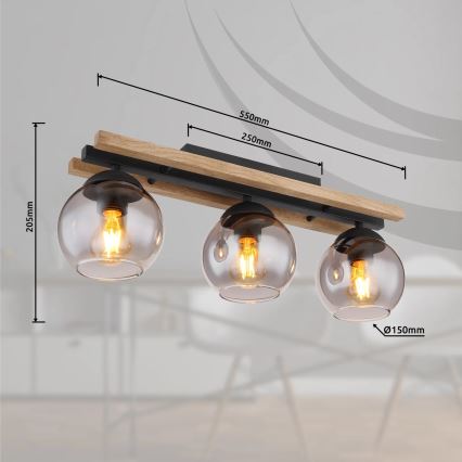 Globo - Virsapmetuma lustra 3xE27/25W/230V
