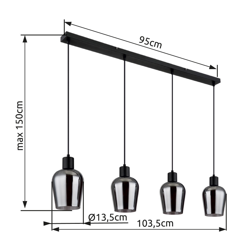 Globo - Lustra ar auklu 4xE27/40W/230V melna