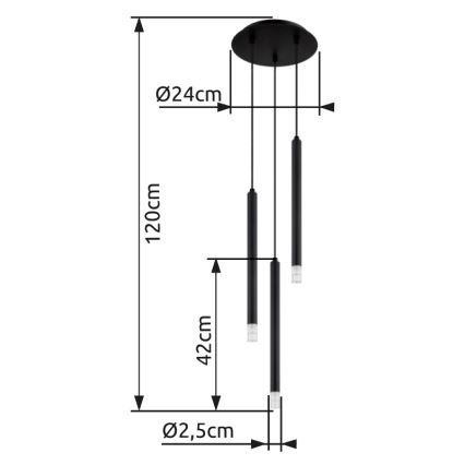 Globo - Lustra ar auklu 3xG9/4W/230V d. 24 cm melna