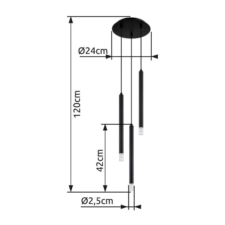 Globo - Lustra ar auklu 3xG9/4W/230V d. 24 cm melna