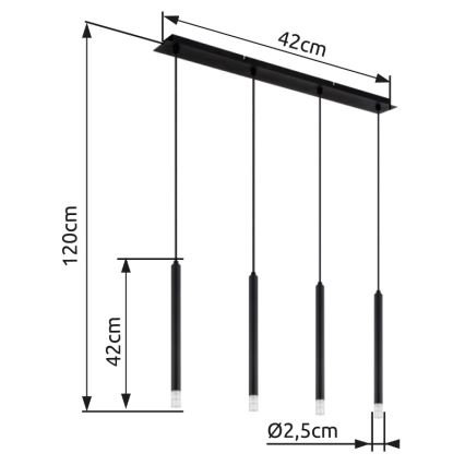 Globo - Lustra ar auklu 4xG9/4W/230V melna